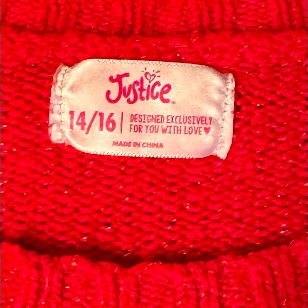 🎅 Justice Red Sweater with Penguin Design Great for the holiday’s